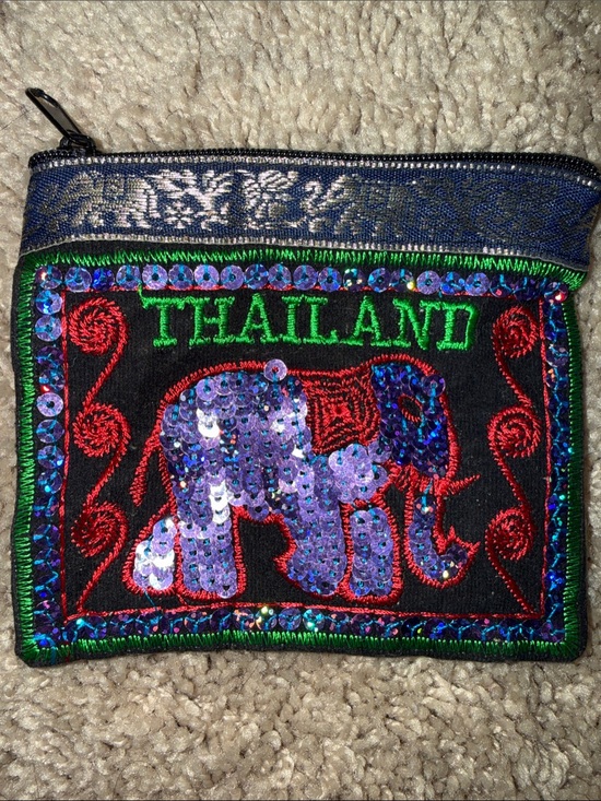 Other - Thailand Sequined Elephant Coin Pouch - Purple, Green, Red